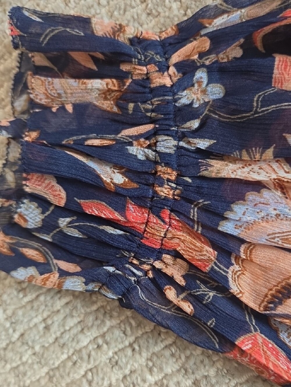 Sam Edelman Navy Floral Midi Dress with Pink & Cream Flowers - Picture 10 of 13